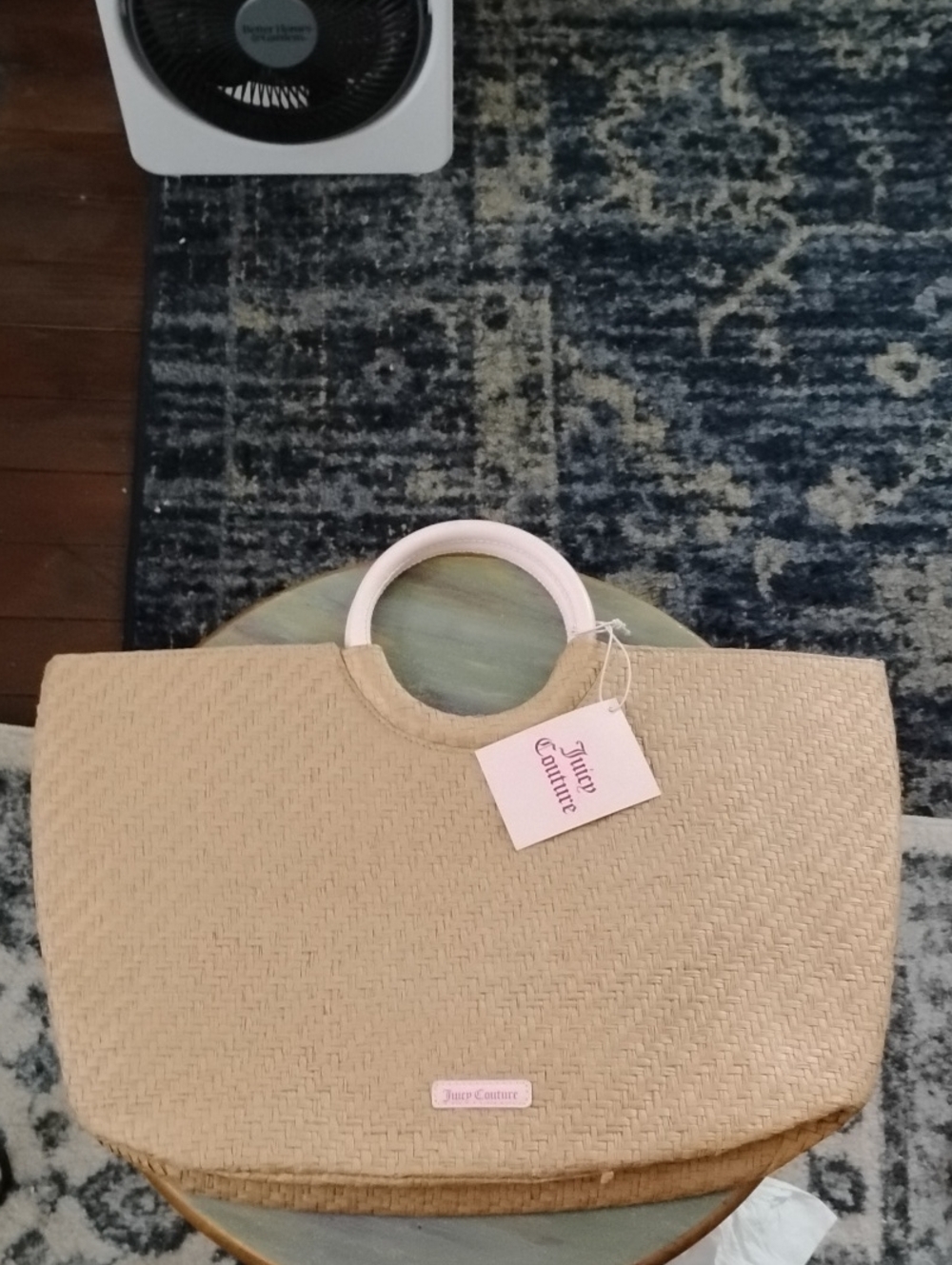 Juicy Couture Beige Woven Tote with Pink Accents